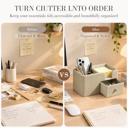 Desk Organizer with Drawer,Pencil Pen Holder for Desk,Sticky Note Holder - Image 5