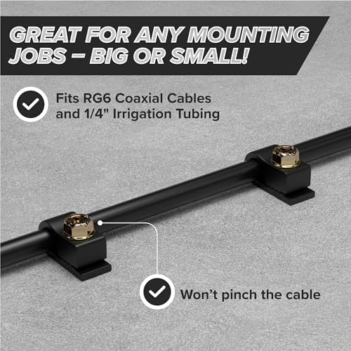THE CIMPLE CO Single Cable Clips with Screws - 1/4 Inch Coaxial Cable Clamps Outdoor - Exterior Cord Management for Coax, CAT Ethernet, Electrical Wire - Screw Clamps for Wires - 100 PCS, Black - Image 2