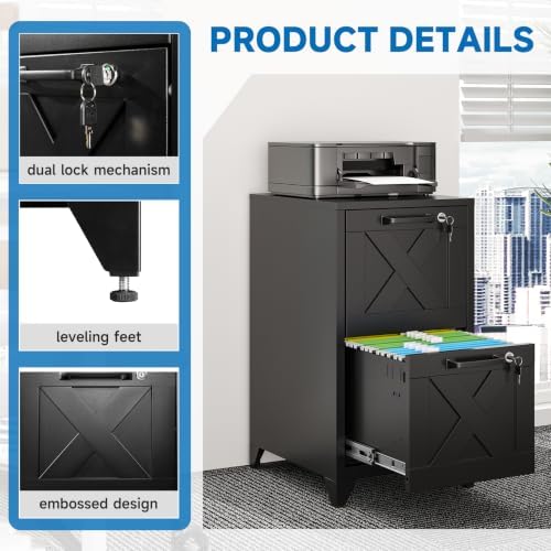 File Cabinet with Lock Vertical Filing Storage Cabinet Office Home Steel for Letter Size File Cabinet Locked,Assembly Required - Image 6