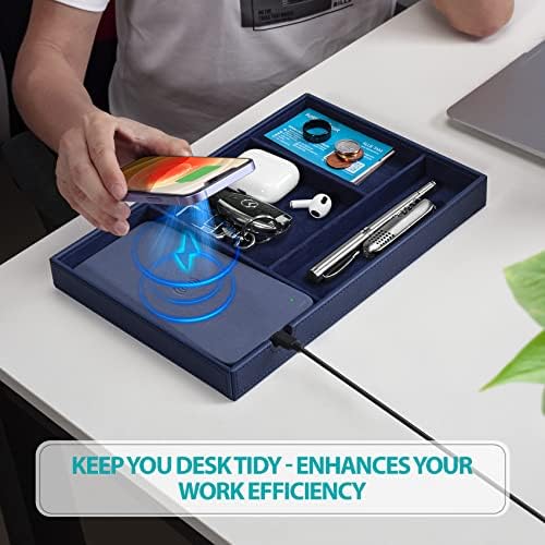 Valet Tray, Built in Wireless Charging Pad, Nightstand Organizer - Image 4