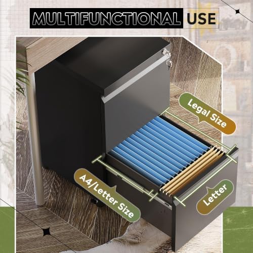 DEVAISE 2 Drawer Mobile File Cabinet, Fully Assembled - Image 5