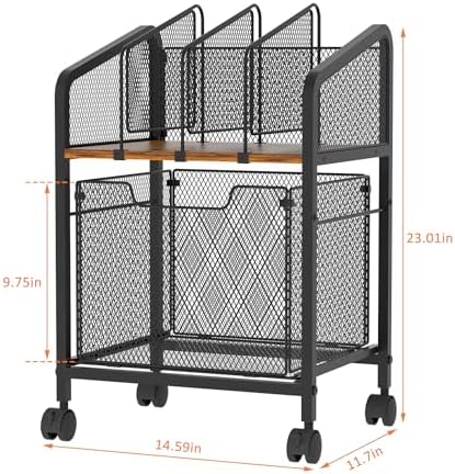 Rolling File Cabinet with Adjustable Dividers, Vertical Filing Cabinet with Storage Drawer on Lockable Wheels, Hanging File Organizer Beside Under Desk for Office, Home（Patent Pending） - Image 2