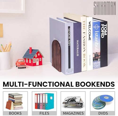 Book Ends,1 Pair Bookends Wood Book Ends Universal Economy Bookend - Image 4