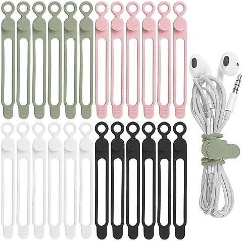 24Pcs Silicone Cable Ties, Cord Organizer Cable Management-Multi by ELECTRONICSORGANIZATION