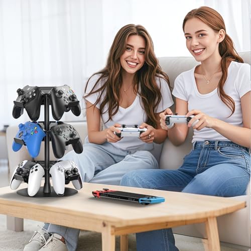 Headset Stand 3 Tiers for Desk, Rotatable Gaming Controller Stand for PS5/PS4/Xbox/Switch2/PS Portal/Phone, Universal PC Gamer Gift Accessory Controller/Headphone Holder for 9 Packs Controller - Image 6