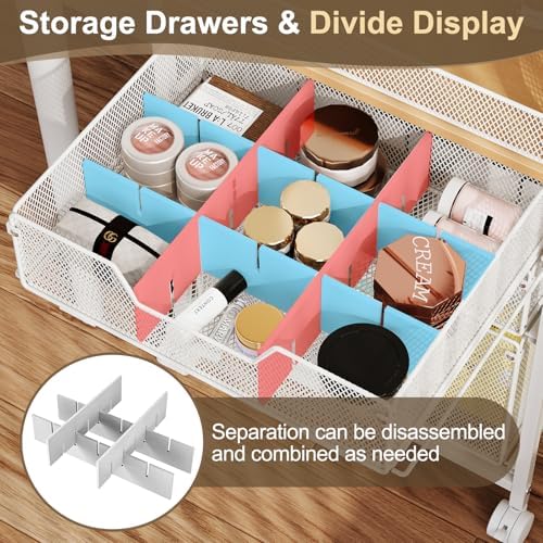 Makeup Organizer Cart with Drawers, Floor Skincare Organizers Make Up Organizers Vanity Organizer Cosmetic Display Cases Holder for Skin Care Perfume Nail Polish Brush Hair Tool, White - Image 2