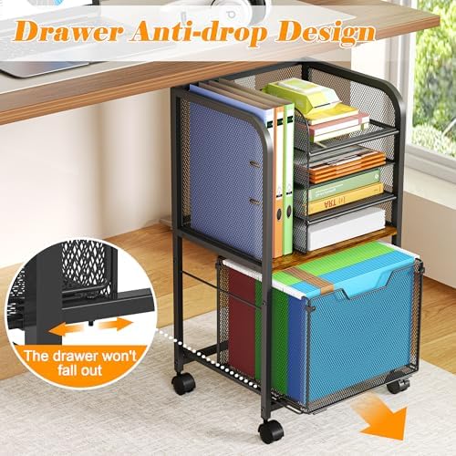 5-Tier Rolling File Cart Cabinet Under Desk Storage Organizer - Image 4