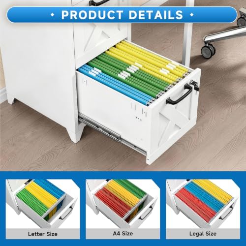 File Cabinet with Lock Metal Vertical File Cabinet with 3 Drawers Office Home Narrow File Cabinet for A4 Legal/Letter Size,Assembly Required - Image 4