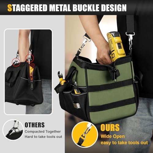 Heavy Duty Tool Bag 15Inch, 16-Pocket Portable Empty Tool Box Organizer - Image 6