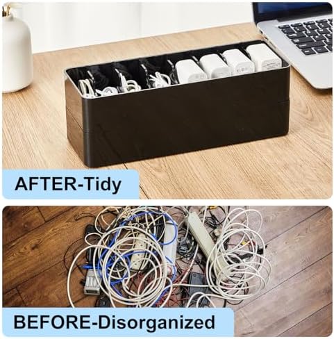 Tatuo Cord Organizer Box with Lid, Black, 2 Pack - Image 5