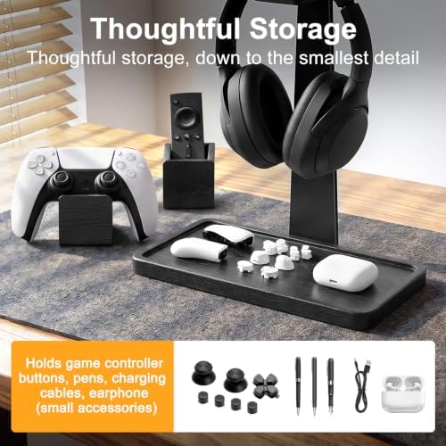 Solid Wood Metal Controller Stand with Modular Storage for Game Room Desk - Image 5