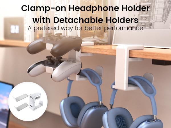 EURPMASK 3-in-1 Rotating Headphone Stand w/2 Detachable Controller Holders - Image 2