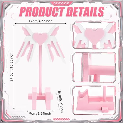Mifoci Pink Mecha Headphone Stand with Gaming Controller Holder, Cute Wooden Controller and Headset Stand, Pink Computer Gaming Equipment Accessories for Office, Desk, Women Gamer, Birthday Gift - Image 2