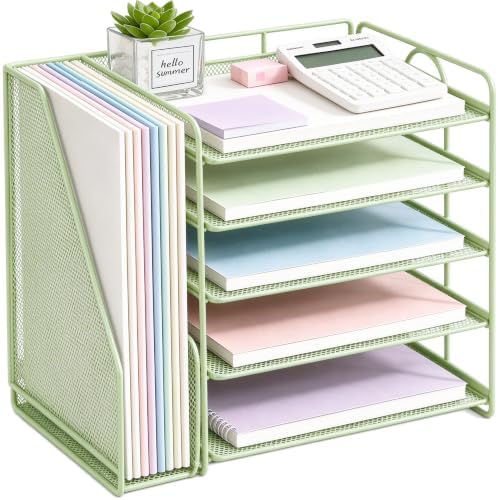 Desk Organizer, 5-Tier Paper Organizer Letter Tray, Green by OPNICE