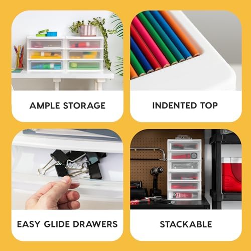 IRIS USA 3-Drawer Medium Stacking Desktop Organizer, White - Image 4