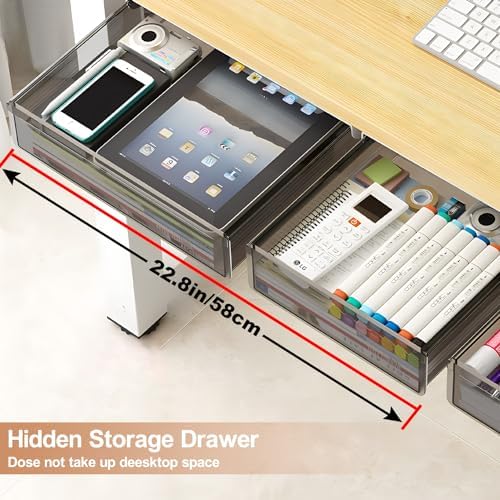 Under Desk Table Drawer Storage Organizer,2 Pack Large & Medium Slide Out Desk Drawers - Hidden Desktop Organizer,Attachable Pencil Storage Tray Under Table(ML) - Image 2
