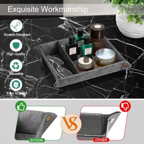 SITHON Valet Tray Desktop Storage Organizer with 2 Compartments - Image 4