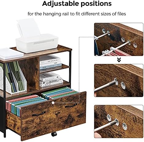 VASAGLE Lateral File Cabinet, Printer Stand with Open Shelves and Drawer - Image 4