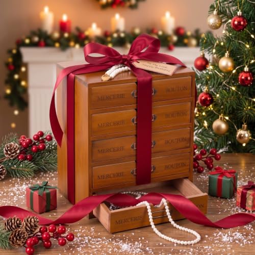 Wesiti Wooden Desk Organizer, 5 Drawers, Vintage Makeup Cabinet, Brown - Image 2