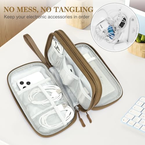 FYY Electronic Organizer, Travel Tech Pouch Bag, Medium, Brown - Image 5