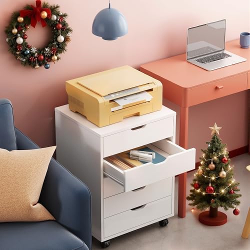 DEVAISE 5-Drawer Filing Cabinet Under Desk, Storage file Cabinet, White - Image 2
