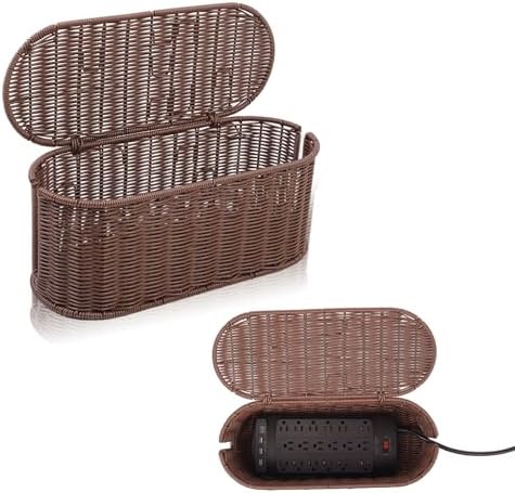 Cable Management Box, Handmade Rattan Cord Organizer for Power Strip by Cantalop