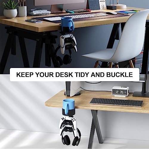 360° Rotating Desk Cup Holder with Headset Hanger - Image 4
