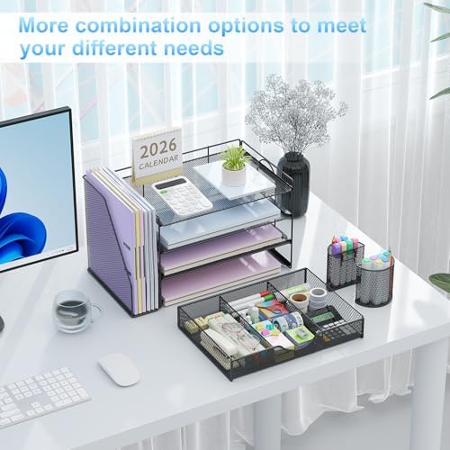 gianotter Metal Mesh Desk Organizers and Accessories with File Holder - Image 3