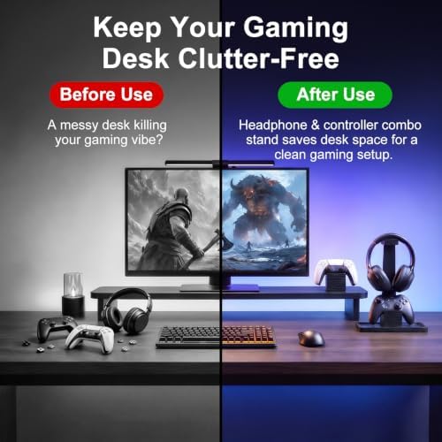 Solid Wood Metal Controller Stand with Modular Storage for Game Room Desk - Image 2