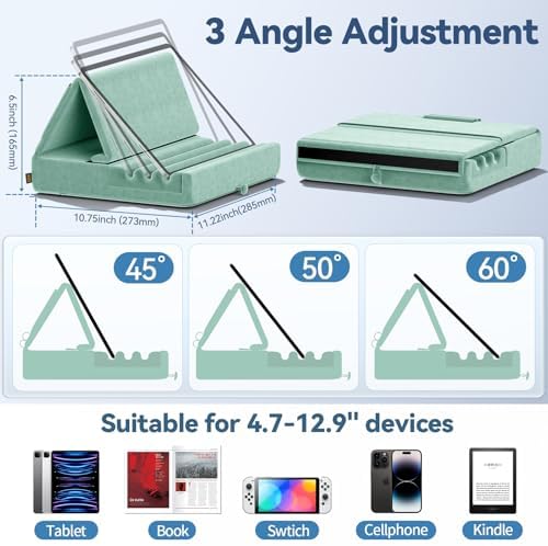 KDD Tablet Pillow Holder, Foldable iPad Stand for Lap, Bed and Desk -Tablet Soft Pad Dock with Pocket & Stylus Mount Compatible with iPad Pro 12.9, 10.5, 9.7 Air Mini 6 5 4 3, E-Reader - Image 6