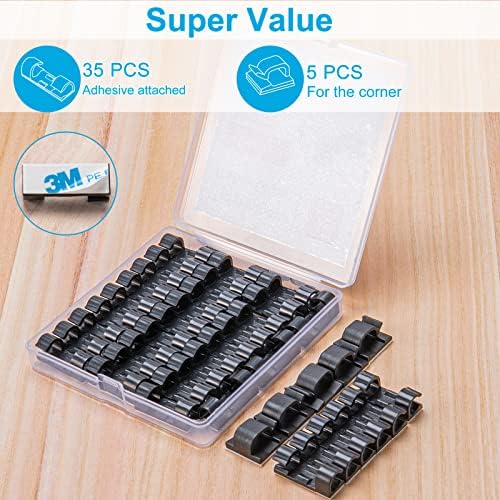 TidyHelper Adhesive Cable Clips Black (60PCS, M), Indoor/Outdoor - Image 2