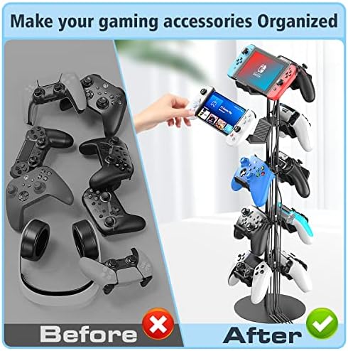 Kytok Gamer Gifts, Headset Stand 5 Tiers with Cable Organizer, Controller Stand Compatible with PS5/Xbox/Nintendo Switch/PS Portal/PS4, Headset Holder & Controller Holder for 10 Packs Controller - Image 4