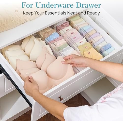 Vtopmart 4" High Drawer Dividers for Clothes, 13"-22" Adjustable, 4 pack - Image 5