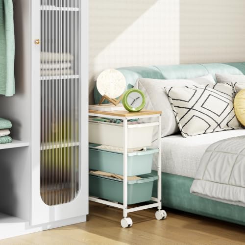 Slim Rolling Cart with 3 Drawers, Metal Utility Storage Cart - Image 6