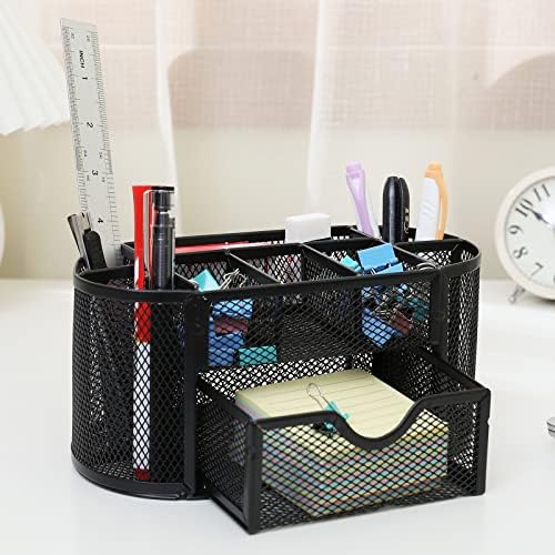 PAKASEPT Desk Organizers, Mesh Desk Organizer Caddy Supplies with Compartments, Makeup Marker Desktop Storage for Office School Home Supplies Teacher Students - Image 6