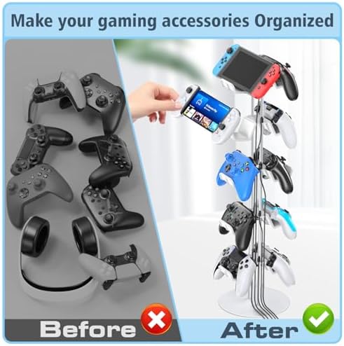 Kytok Gamer Gifts, Headset Stand 5 Tiers with Cable Organizer, Controller Stand Compatible with PS5/Xbox/Nintendo Switch/PS Portal/PS4, Headset Holder & Controller Holder for 10 Packs Controller - Image 6