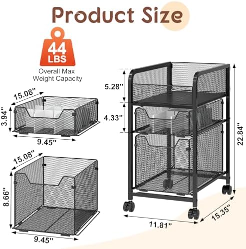 Rolling Makeup Cart Organizer with 2 Drawers, Narrow Floor Skincare Organizers, Vanity Organizer Cosmetics Display Cases Holder for Skin Care Nail Polish Perfume Makeup Brush, Black - Image 6