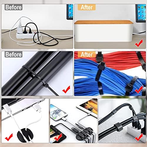128PCS Cable Management Box 3Pack Cable Management Kit for Power Strip to Hide Wires,Cord Hider Boxes,Cord Box Safe ABS Material Wire Organizer of Cable Clips Sleeve for Home & Office, White - Image 6