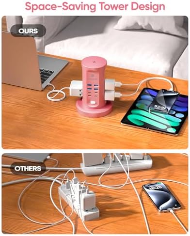 Power Strip Tower, kakyanill Charging Station 9 AC Outlets 8 USB Ports - Image 5