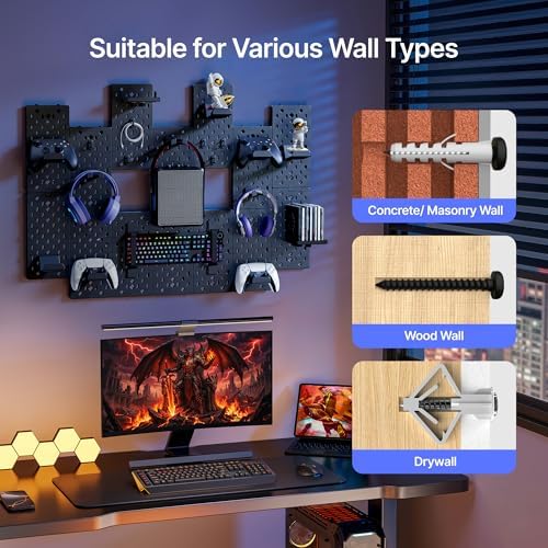 Controller and Headphone Holder Wall Mount, 14pcs, Black - Image 5