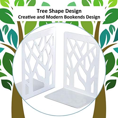 Book Ends, Bookends, Bookends for Shelves, Bookend, Book Ends for Heavy Books, White Metal Book Shelf Holder Home Decorative, Book Stoppers for Shelves, Bookend Supports 2 Pair - Image 6