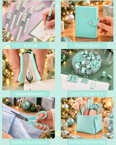 Green and Blue Desk Accessories 21-Piece Office Supplies Gift Set - Image 4