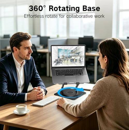 Adjustable Laptop Stand for Desk with 360 Rotating Base - Image 2