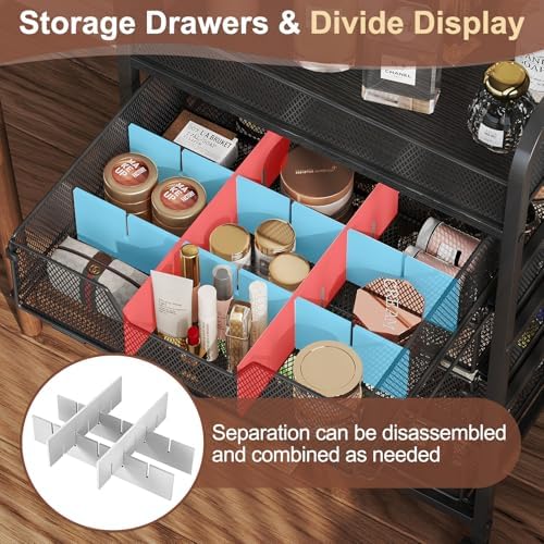 Makeup Cart Organizer with 4 Drawers, Vanity Storage Organizer, Large Floor Skincare Organizers Cosmetics Display Cases for Skin Care Perfume Nail Polish, Black - Image 2