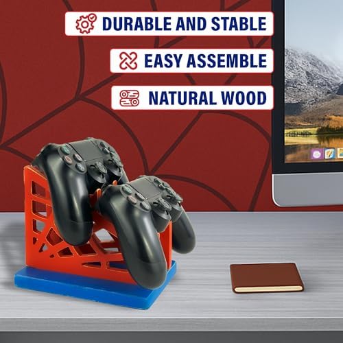 Gamer Gift for Men Teenage Boy Wood Controller Organizer with Headphone Holder & Game Controller Stand - Unique Gift Idea for Husband, Boyfriend, Gamers, Game Lover, Gaming Accessory (Spider) - Image 3