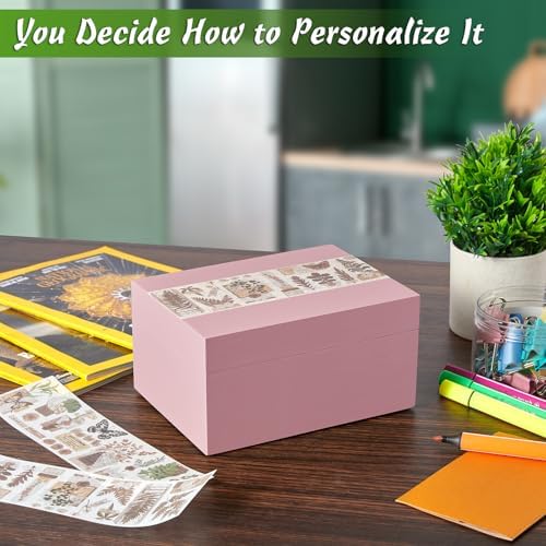 DRASTAR Wooden Box, Small Keepsake Box, Memory Box for Keepsakes, Cute Jewelry Box, Wedding Memory Box with Lids, Pink Decorative Box - Image 3