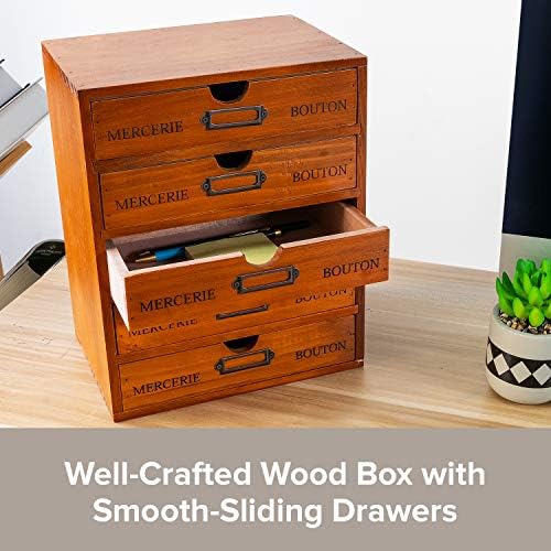 Vintage 5-Drawer Wooden Desk Organizer - Craft Storage - Rustic Shelf Drawer - Home Bedazzling, Rhinestone Organizers and Accessories - Embroidery Floss - Apothecary Cabinet, Art Storage I Stackable - Image 5
