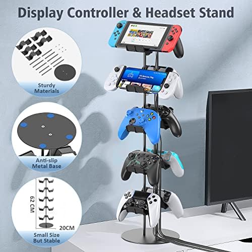 Kytok Gamer Gifts, Headset Stand 5 Tiers with Cable Organizer, Controller Stand Compatible with PS5/Xbox/Nintendo Switch/PS Portal/PS4, Headset Holder & Controller Holder for 10 Packs Controller - Image 3