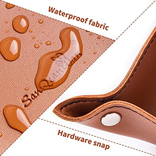 Leather Jewelry Valet Tray for Women and Man (4PCs Brown-B) - Image 3