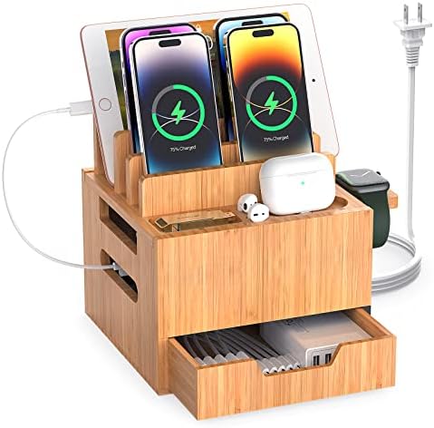 Multi Device Charging Station with Drawer & USB Charger by PezinHulin